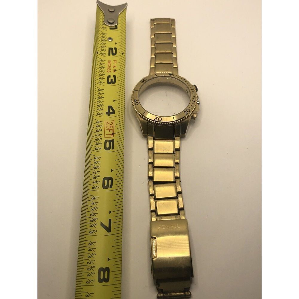 Fossil Watch Parts Case 44mm Crystal Band 20mm Links Gold Tone GY206